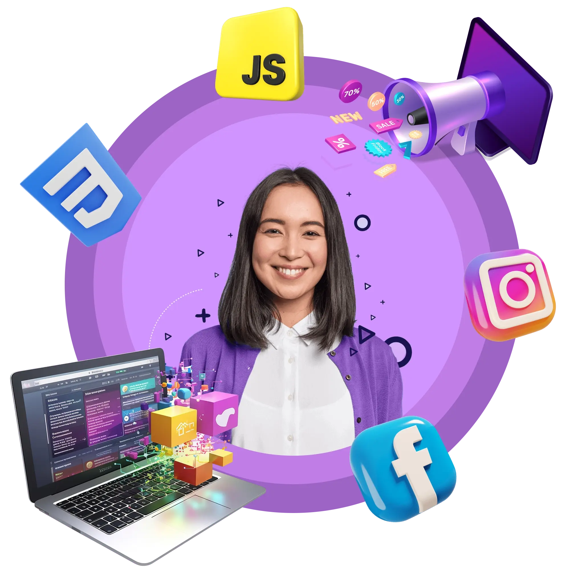 Lounge Lizard creative collage with cocktail shaker, branding elements, and team member